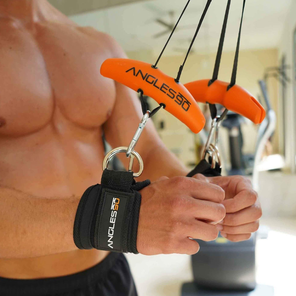 A fitness enthusiast working out using A90 Ankle Straps.