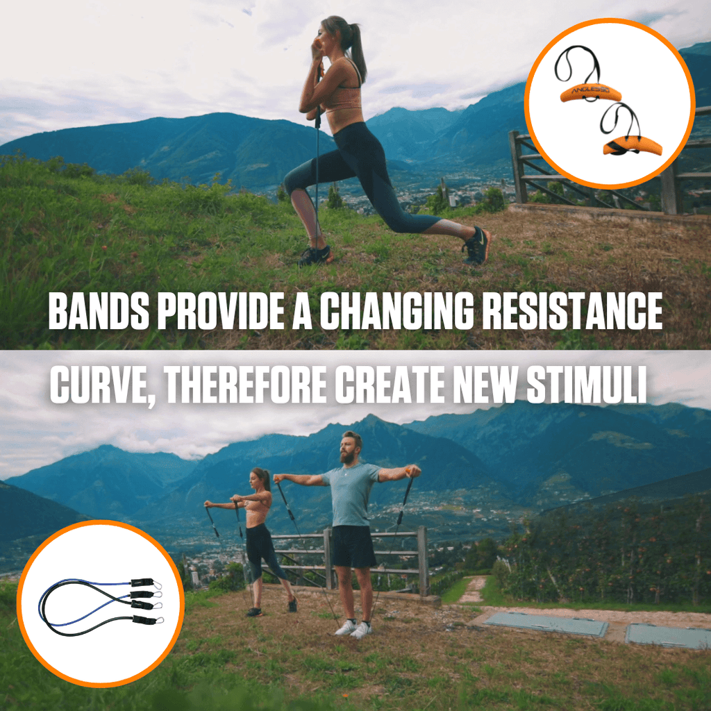 Outdoor fitness adventure: elevating workouts with A90 resistance bands amidst breathtaking mountain scenery.